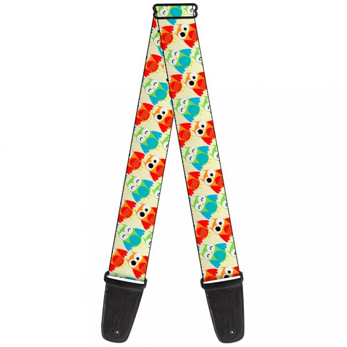 Guitar Strap - Owl Eyes Yellow/Reds/Blues