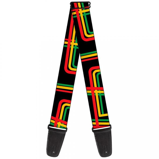 Guitar Strap - Maze Lines Black/Rasta