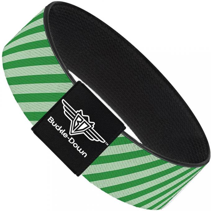 Buckle-Down Elastic Bracelet - Diagonal Stripes Pastel Greens