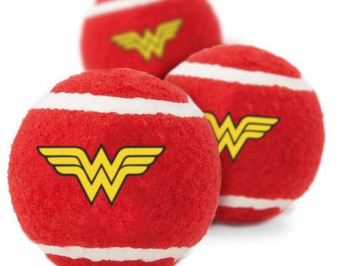 Dog Toy Squeaky Tennis Ball 3-PACK -  Wonder Woman Logo Red/Yellow