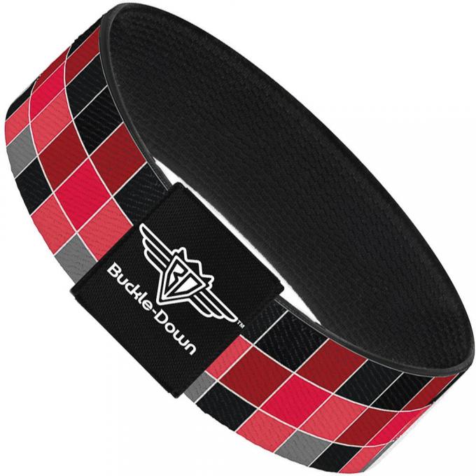 Buckle-Down Elastic Bracelet - Checker Mosaic Red