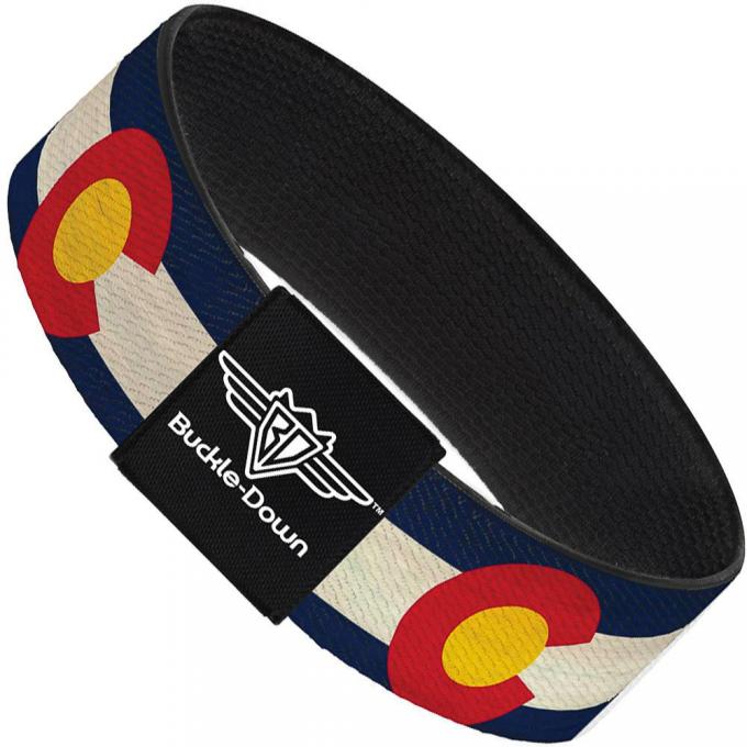 Buckle-Down Elastic Bracelet - Colorado Flags2 Repeat Vintage2