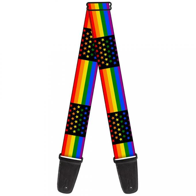 Guitar Strap - Flag American Pride Rainbow/Black
