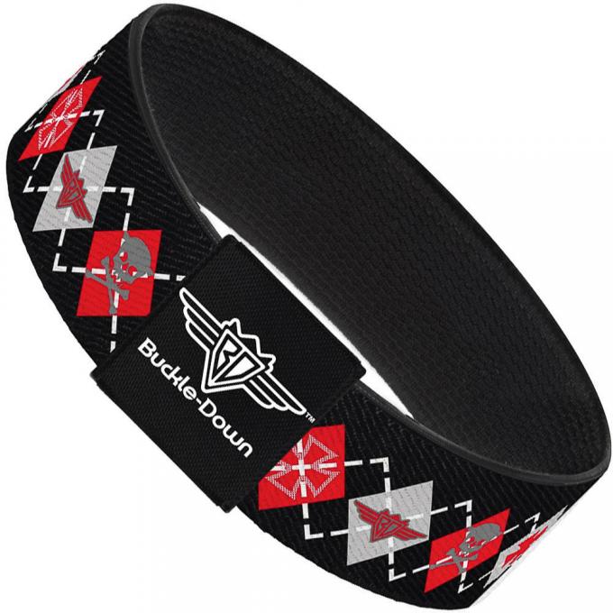 Buckle-Down Elastic Bracelet - BD Argyle Black/Red/Gray