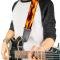 Guitar Strap - Flames Vivid Black/Orange
