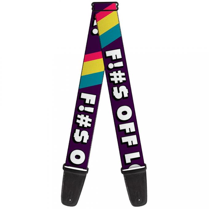 Guitar Strap - F!#$ OFF LOSER! Purple/Fuchsia/Yellow/Turquoise