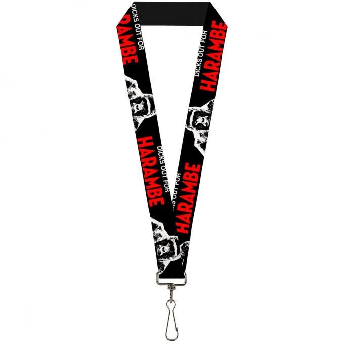 Buckle-Down Lanyard - Harambe DICKS OUT FOR HARAMBE Black/White/Red