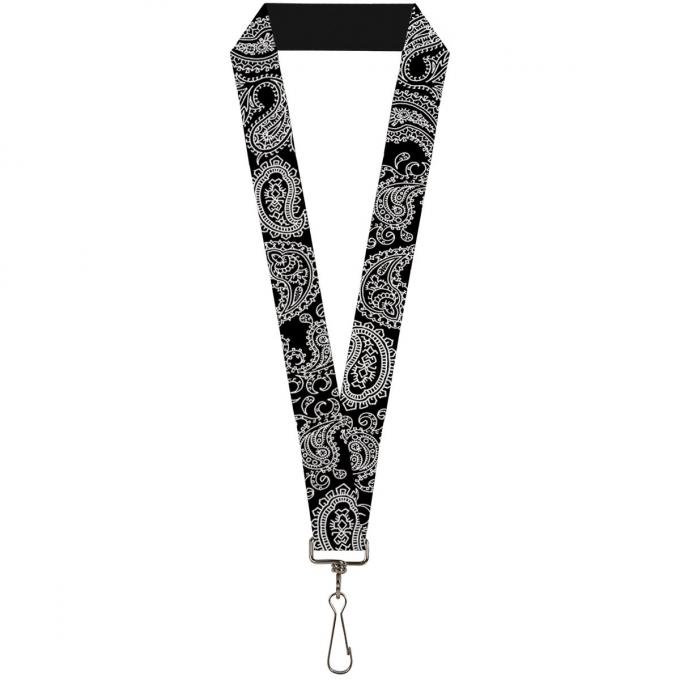 Buckle-Down Lanyard - Paisley2 Black/White