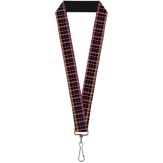 Buckle-Down Lanyard - Wire Grid Black/Orange/Purple