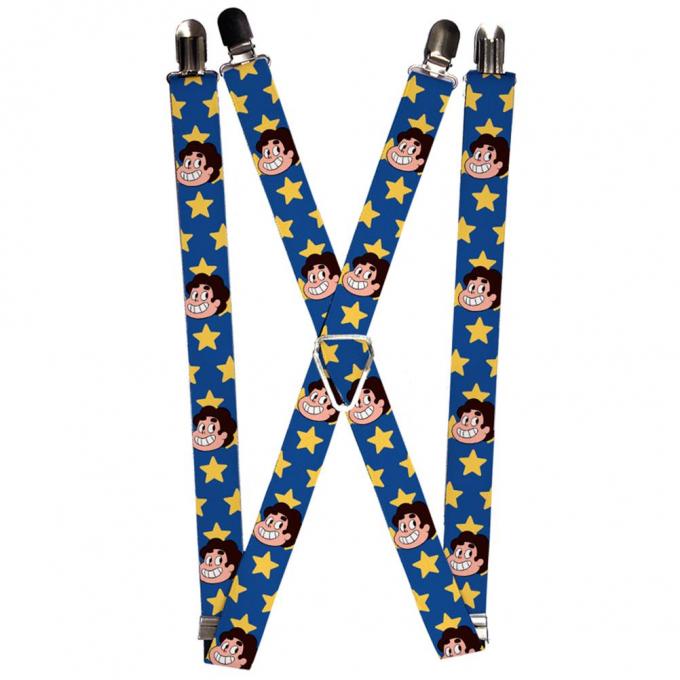 Suspenders - 1.0" - Steven Universe Smiling/Stars Scattered Blue/Gold