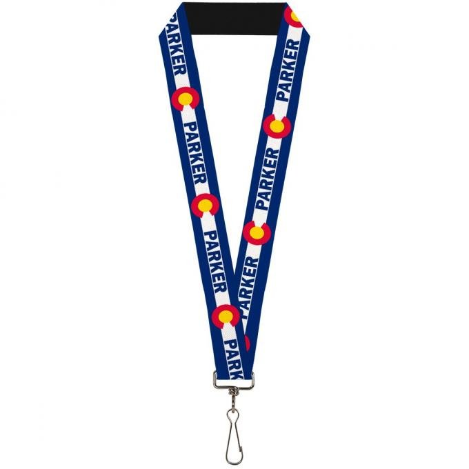 Buckle-Down Lanyard - Colorado PARKER Flag Blue/White/Red/Yellow