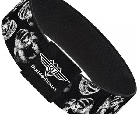 Buckle-Down Elastic Bracelet - Harambe Face Scattered Black/Grays