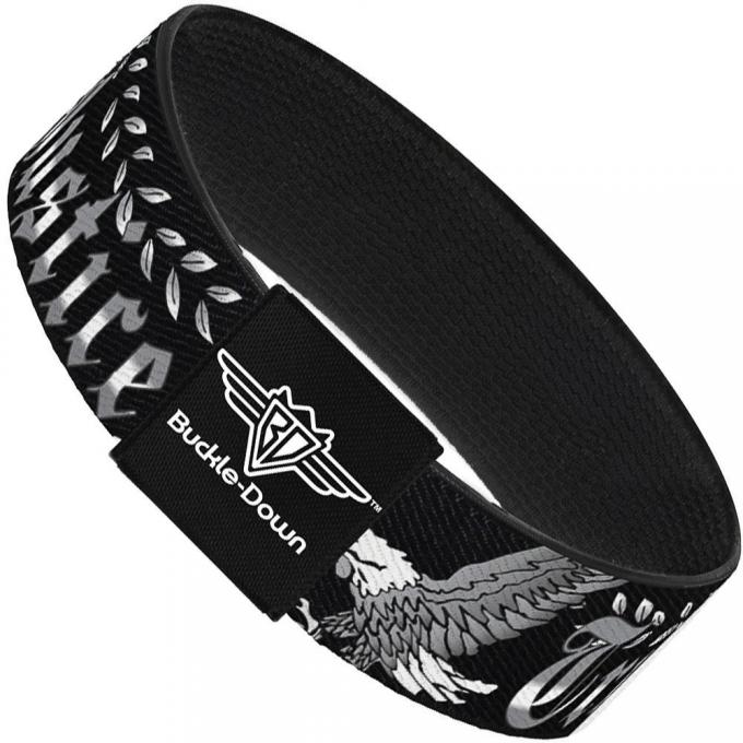 Buckle-Down Elastic Bracelet - Truth and Justice Black/White