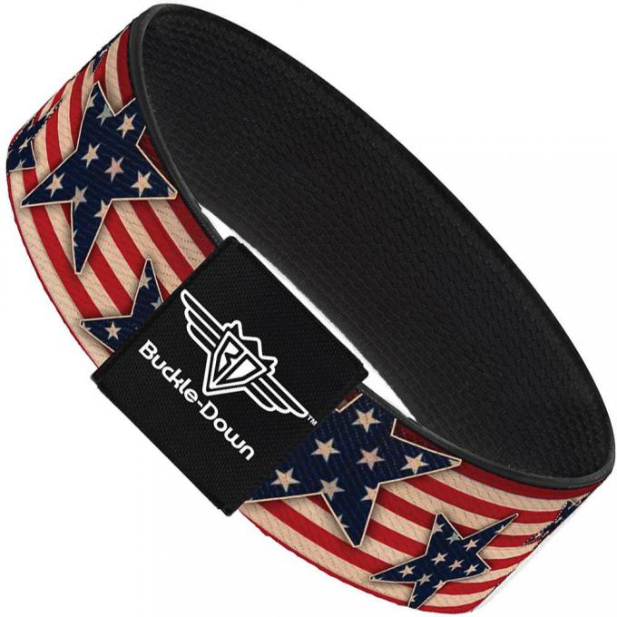 Buckle-Down Elastic Bracelet - Americana Stars & Stripes Red/White/Blue/White