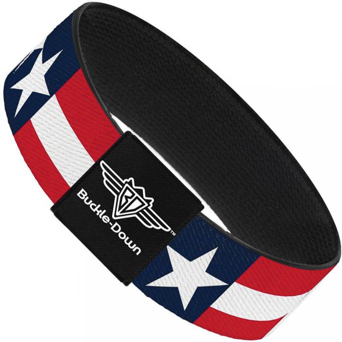 Buckle-Down Elastic Bracelet - Stars & Stripes Blue/White/Red/White