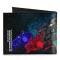 Canvas Bi-Fold Wallet - New Series VOLTRON 5-Lion Heads Galaxy Black/Blues/Multi Color