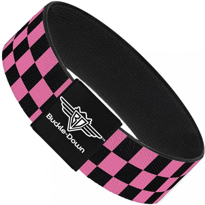 Buckle-Down Elastic Bracelet - Checker Black/Pink