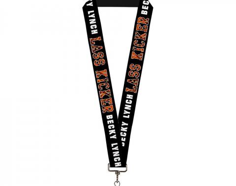 Lanyard - 1.0" -  LASS KICKER-BECKY LYNCH Full Color Black/White/Buffalo Plaid Red