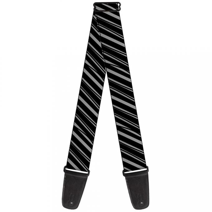 Guitar Strap - Diagonal Stripes Scribble Gray/Black