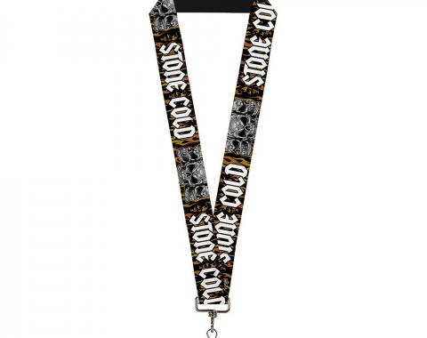 Lanyard - 1.0" -  STONE COLD Steve Austin Flaming Skulls Trio Black/Oranges/Grays/White