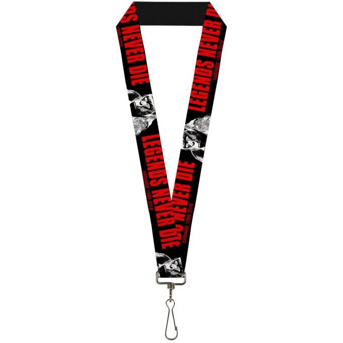 Buckle-Down Lanyard - LEGENDS NEVER DIE-HARAMBE 1999-2016 Black/Grays/Red