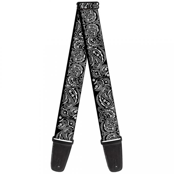 Guitar Strap - Floral Paisley2 Black/White