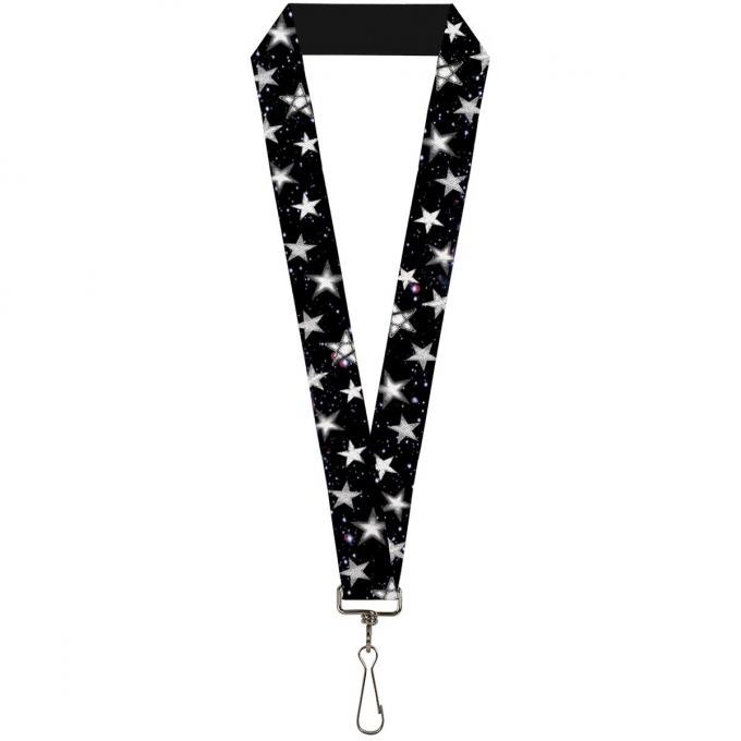 Buckle-Down Lanyard - Glowing Stars in Space Black/Purple/White