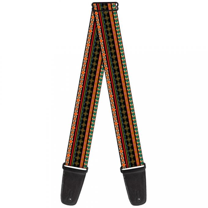 Guitar Strap - Aztec5 Reds/Blues/Greens/Yellows