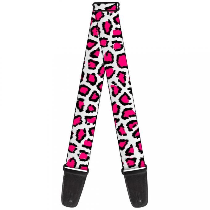 Guitar Strap - Leopard White/Fuchsia