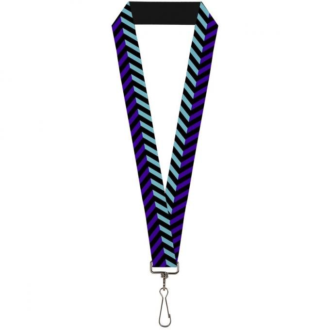 Buckle-Down Lanyard - Chevron3 Split Turquoise/Purple/Black