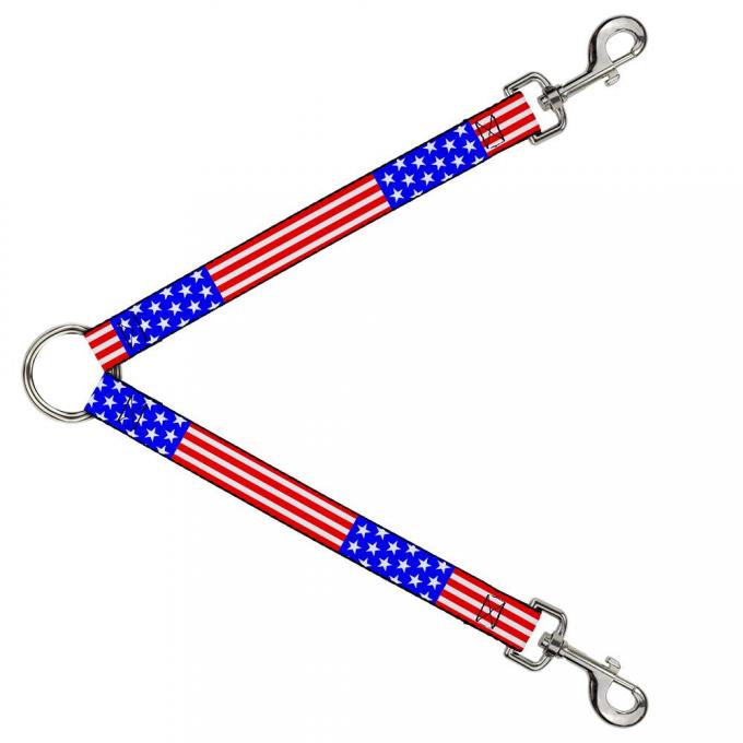 Dog Leash Splitter - Americana Stars & Stripes2 Red/White/Blue