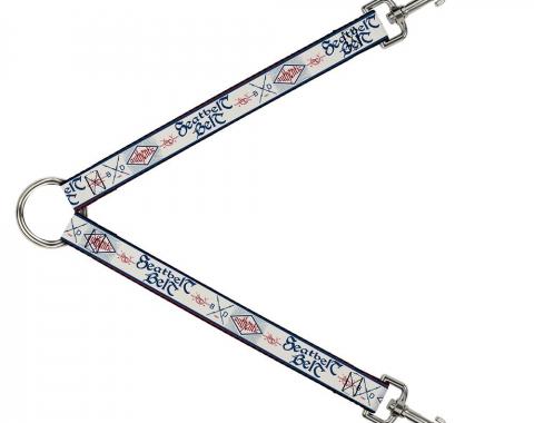 Dog Leash Splitter - BD AUTHENTIC SEATBELT BELT White/Blue/Red
