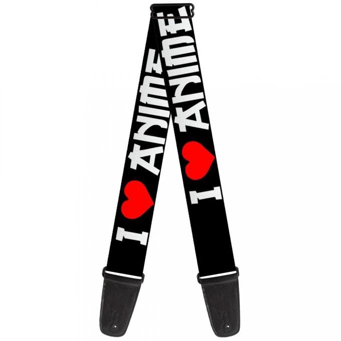 Guitar Strap - I "Heart" ANIME Bold Black/White/Red