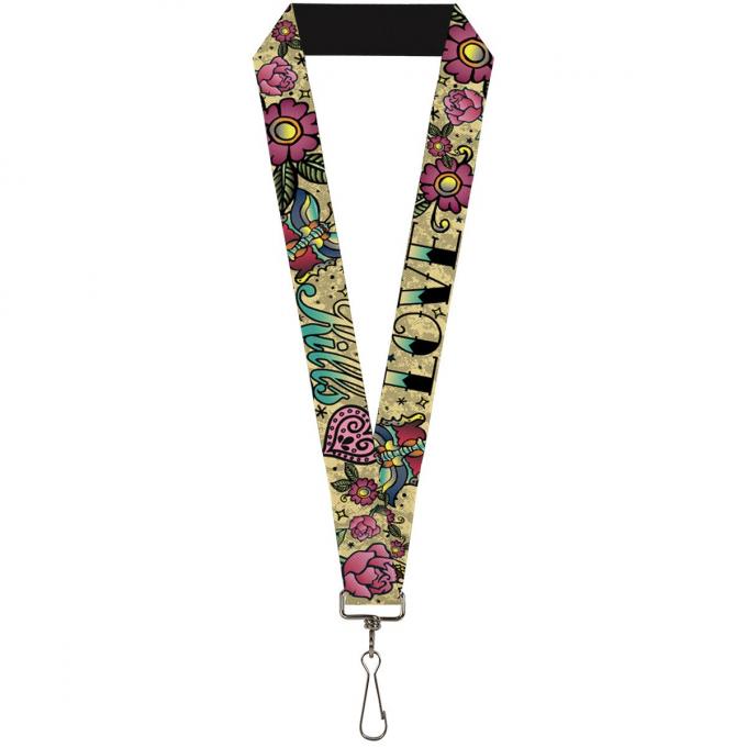 Buckle-Down Lanyard - Love Kills Tan