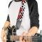 Guitar Strap - Girlie Skull Black/White w/Red Paint Drips