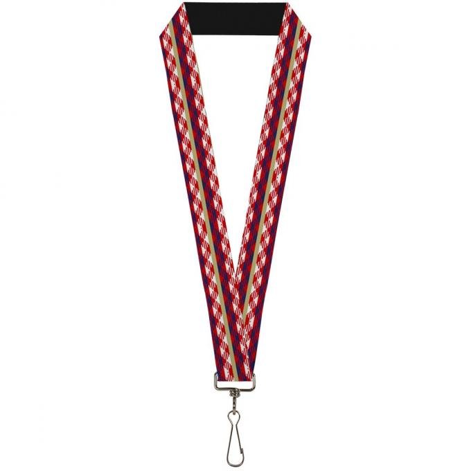 Buckle-Down Lanyard - Geometric Weave Tan/White/Red/Blue