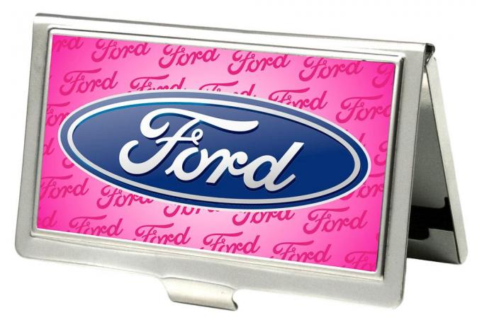 Business Card Holder - SMALL - Ford Oval w/Text FCG Pink