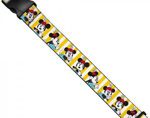 Luggage Strap - Minnie Mouse w/Hat Poses Stripe Yellow/White