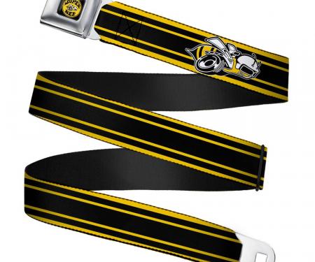 SUPER BEE Logo Full Color Black/Yellow/White Seatbelt Belt - SUPER BEE Logo/Stripes Black/Yellow/White