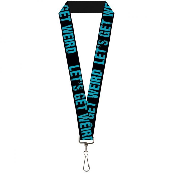 Buckle-Down Lanyard - LET'S GET WEIRD Weathered Black/Bright Blue