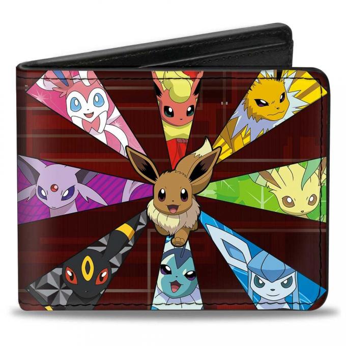 Bi-Fold Wallet - Eevee Evolution POKEMON Rays + POKEMON Reds