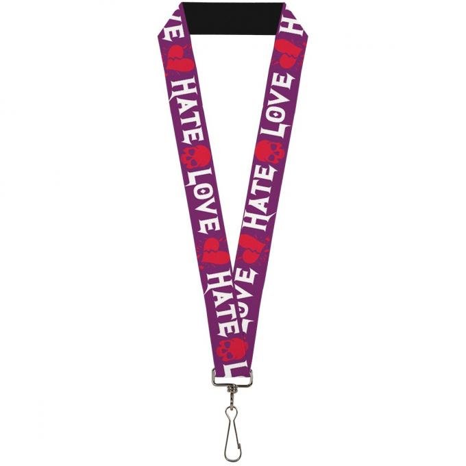 Buckle-Down Lanyard - Love/Hate Purple/White/Fuchsia