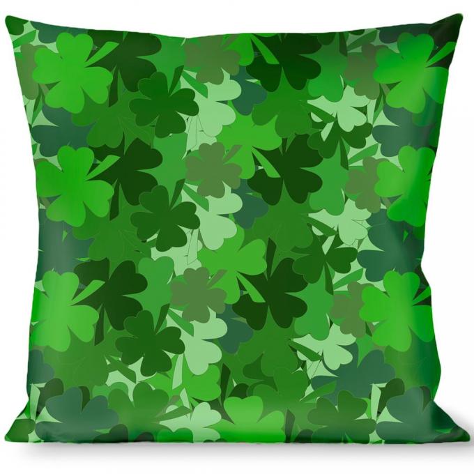 Buckle-Down Throw Pillow - St. Pat's Stacked Shamrocks Greens