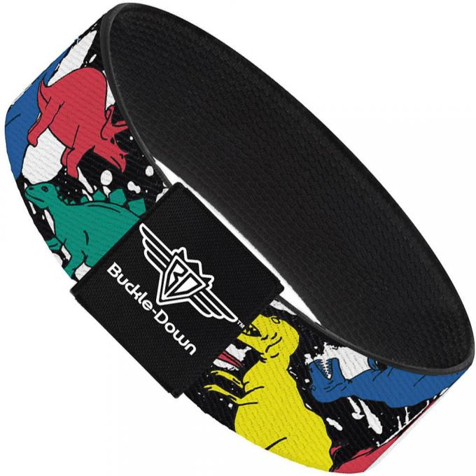 Buckle-Down Elastic Bracelet - Dinosaurs/Paint Splatter Black/White/Multi Color