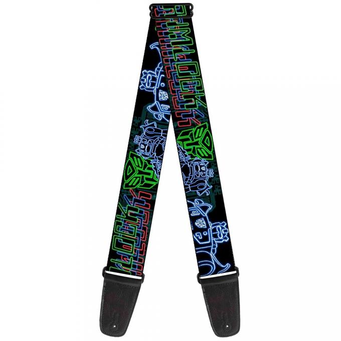 Guitar Strap - Electric GRIMLOCK Poses/Autobots Logo Black/Multi Color