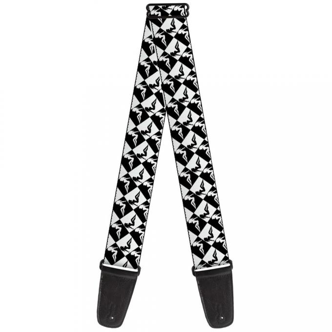 Guitar Strap - Mud Flap Girl Diamonds Black/White