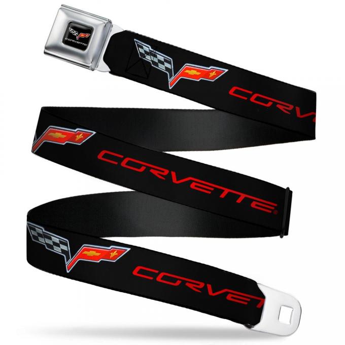 C6 Full Color Seatbelt Belt - C6 Logo/CORVETTE Black/Red