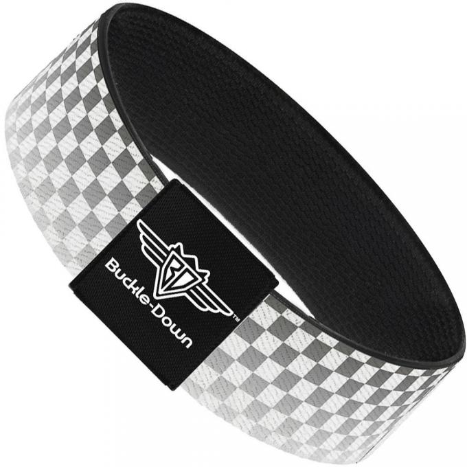 Buckle-Down Elastic Bracelet - Checker Black/White Fade Out