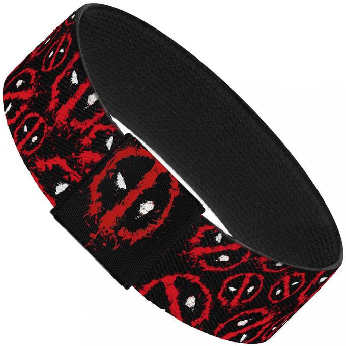 MARVEL DEADPOOL
Elastic Bracelet - 1.0" - Deadpool Splatter Logo Scattered Black/Red/White