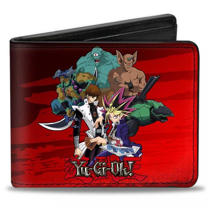 Bi-Fold Wallet - YU-GI-OH 5-Character Group + 4-Character Group Black-Red Fade